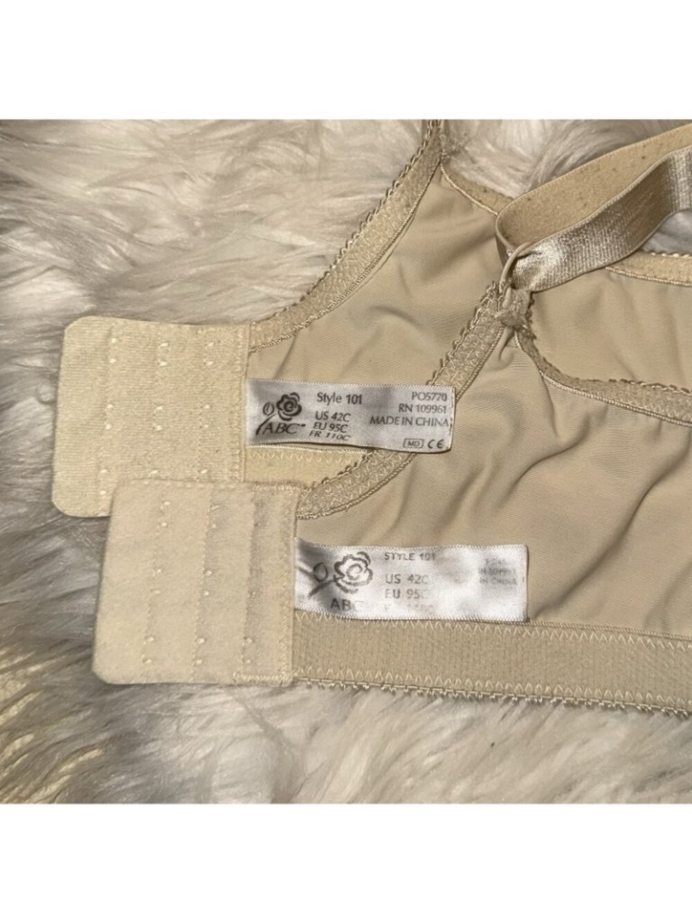2 American Breast Care ABC Mastectomy Bras Wire Free Pocketed Womens 42C Beige - Picture 5 of 5